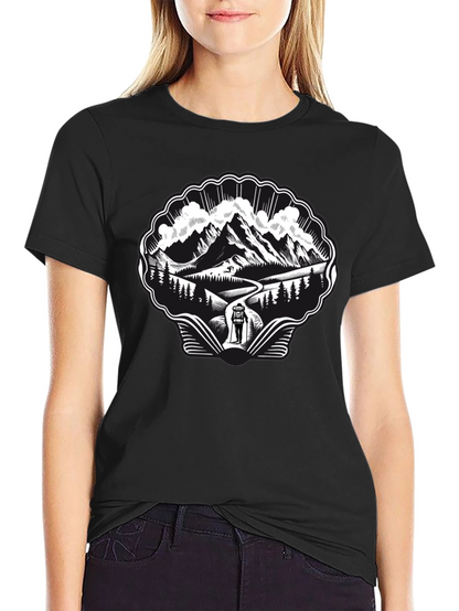 Mountain Hiking Graphic Tee - Black