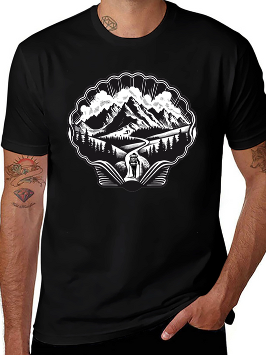 Mountain Hiking Graphic Tee - Black