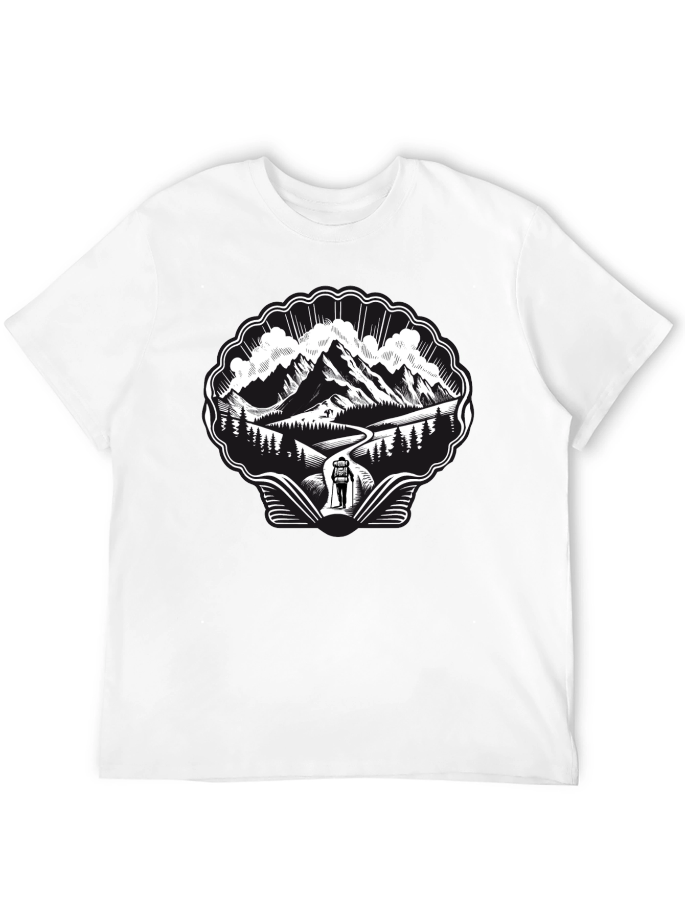 Mountain Hiking Graphic Tee - Black
