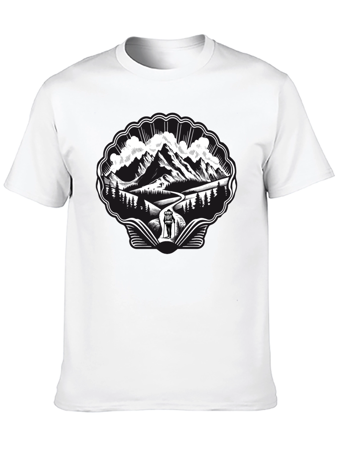 Mountain Hiking Graphic Tee - Black