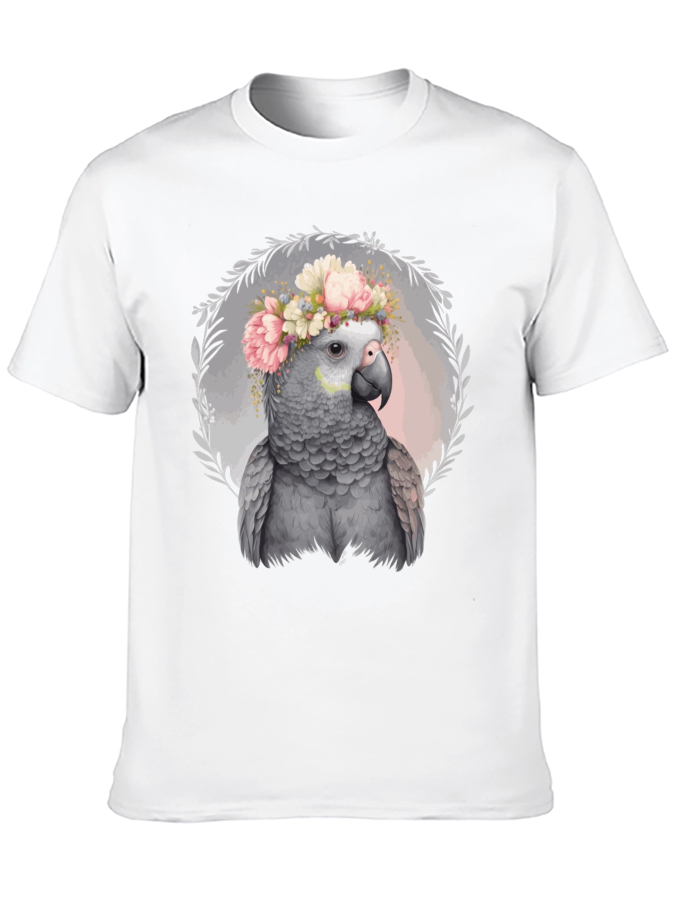 Parrot Floral Crown Tee - Unique Graphic T-Shirt