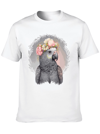 Parrot Floral Crown Tee - Unique Graphic T-Shirt