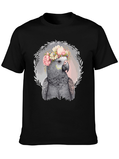 Parrot Floral Crown Tee - Unique Graphic T-Shirt
