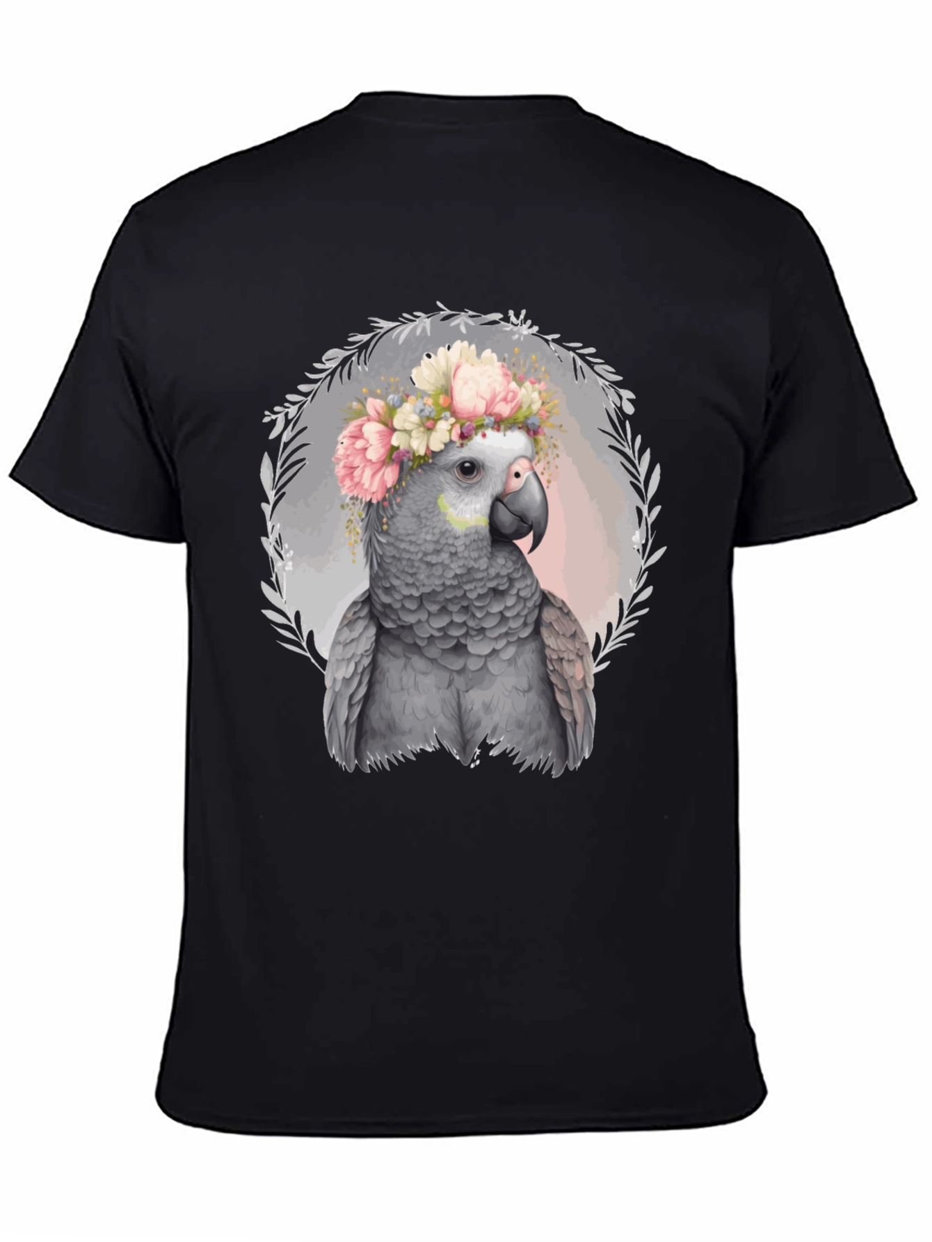 Parrot Floral Crown Tee - Unique Graphic T-Shirt
