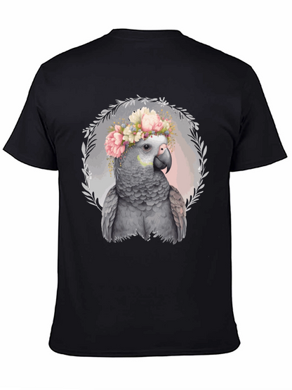 Parrot Floral Crown Tee - Unique Graphic T-Shirt