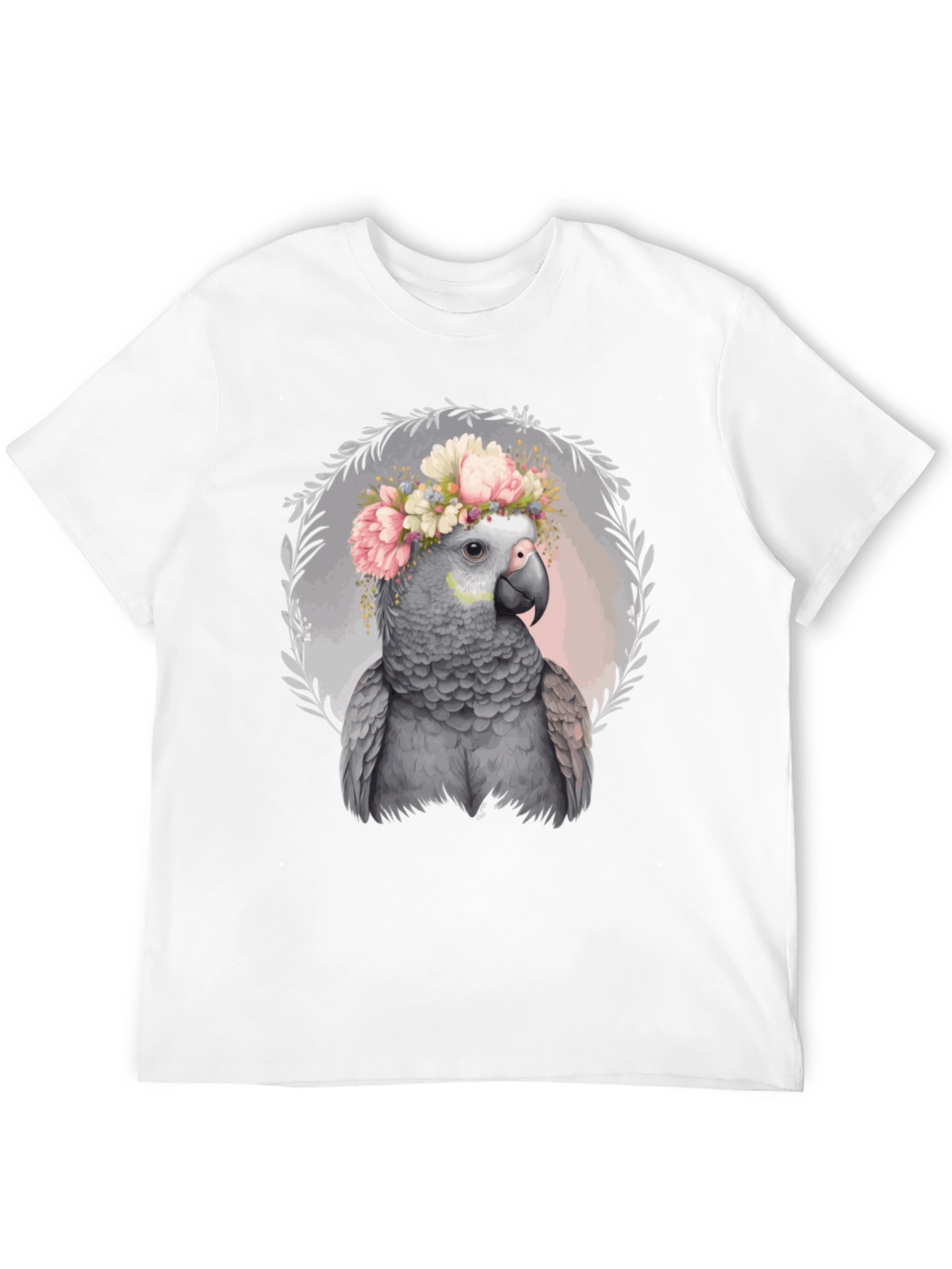 Parrot Floral Crown Tee - Unique Graphic T-Shirt