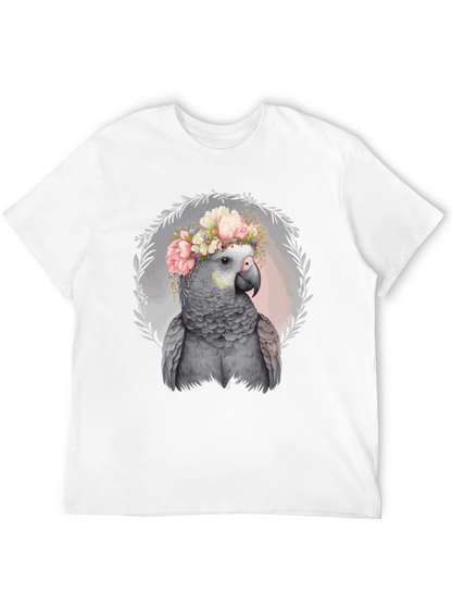 Parrot Floral Crown Tee - Unique Graphic T-Shirt