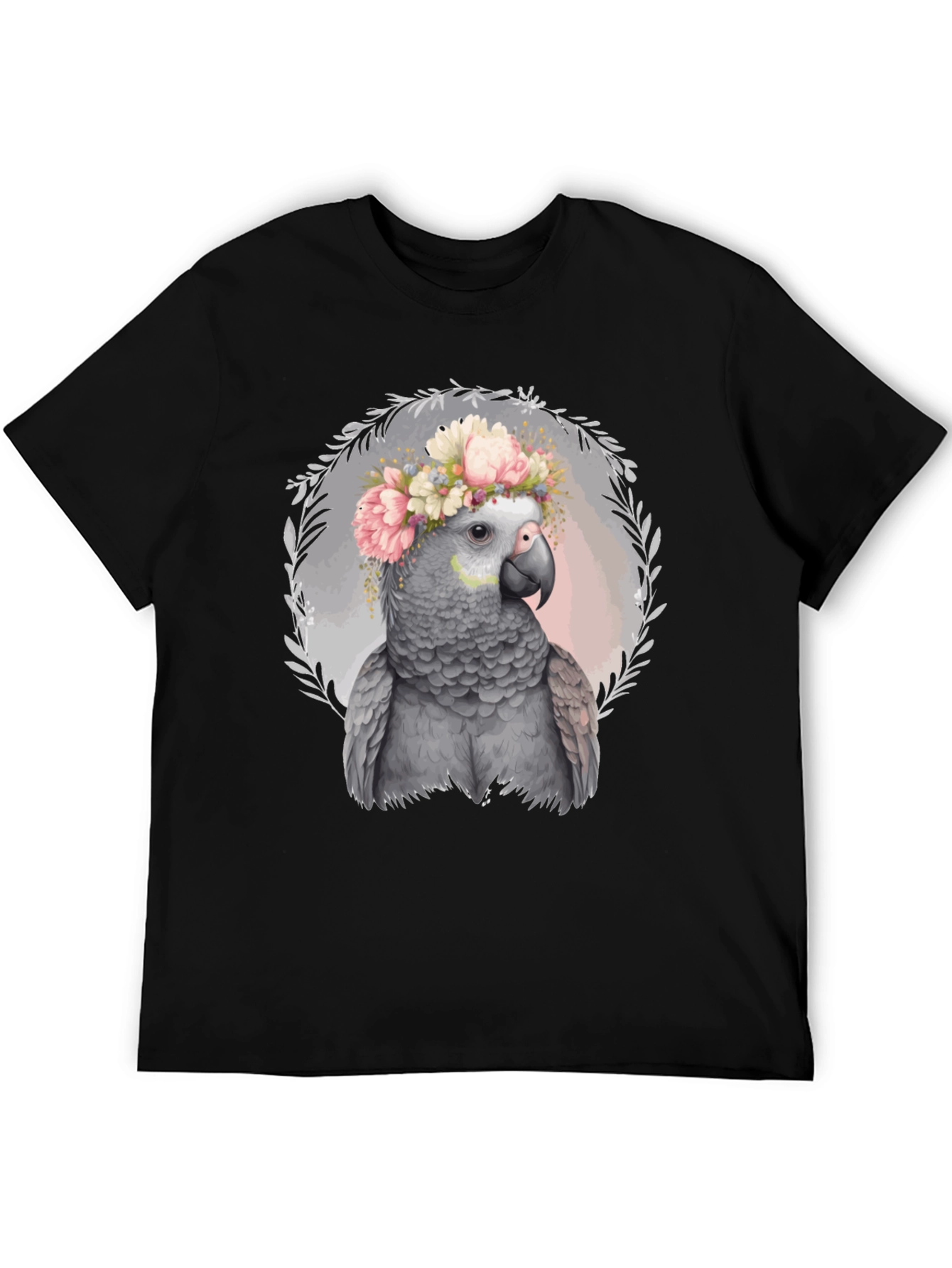 Parrot Floral Crown Tee - Unique Graphic T-Shirt