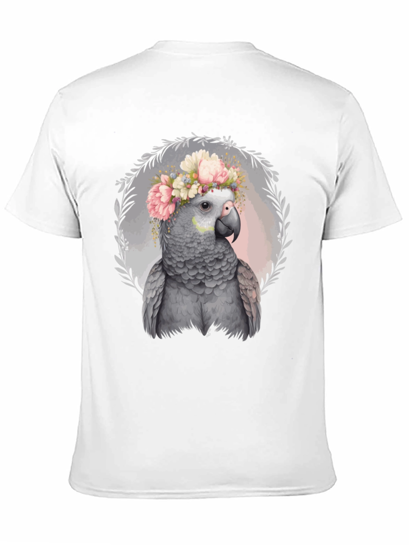 Parrot Floral Crown Tee - Unique Graphic T-Shirt