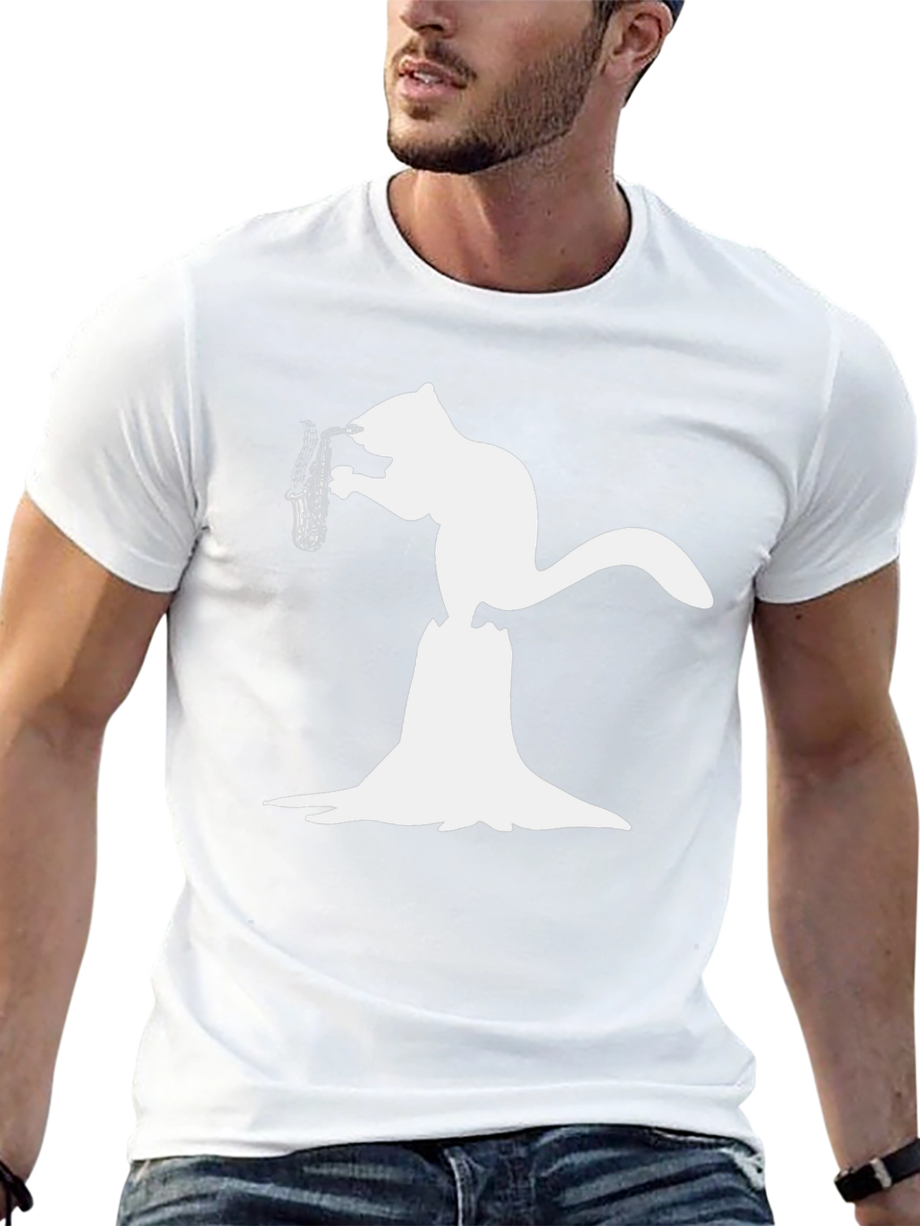 Saxophone Squirrel Black T-Shirt