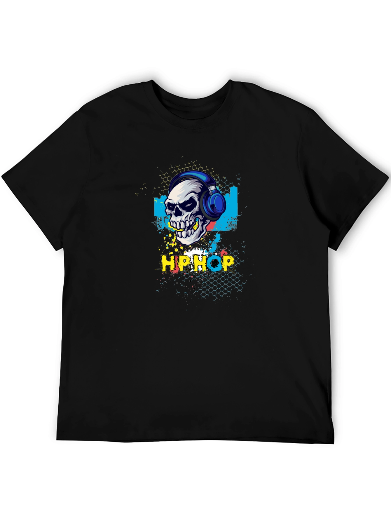 Hip Hop Skull Graphic Tee - Black T-Shirt