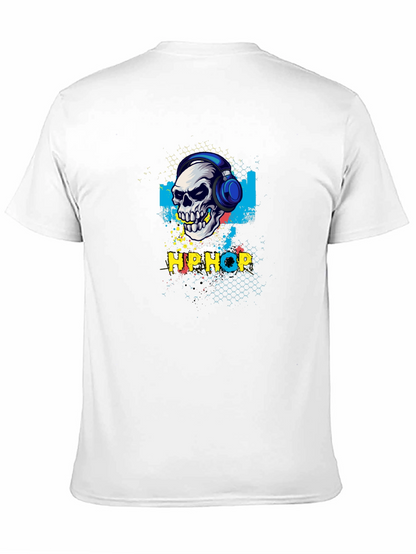 Hip Hop Skull Graphic Tee - Black T-Shirt
