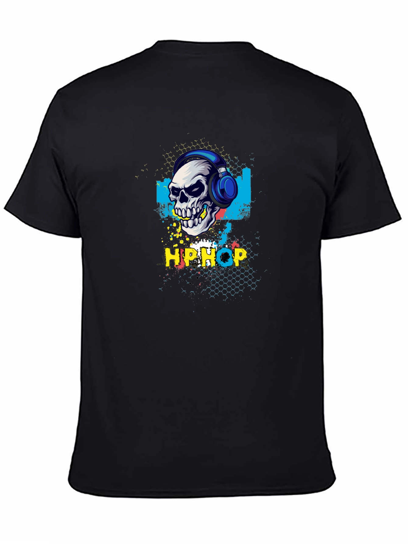 Hip Hop Skull Graphic Tee - Black T-Shirt