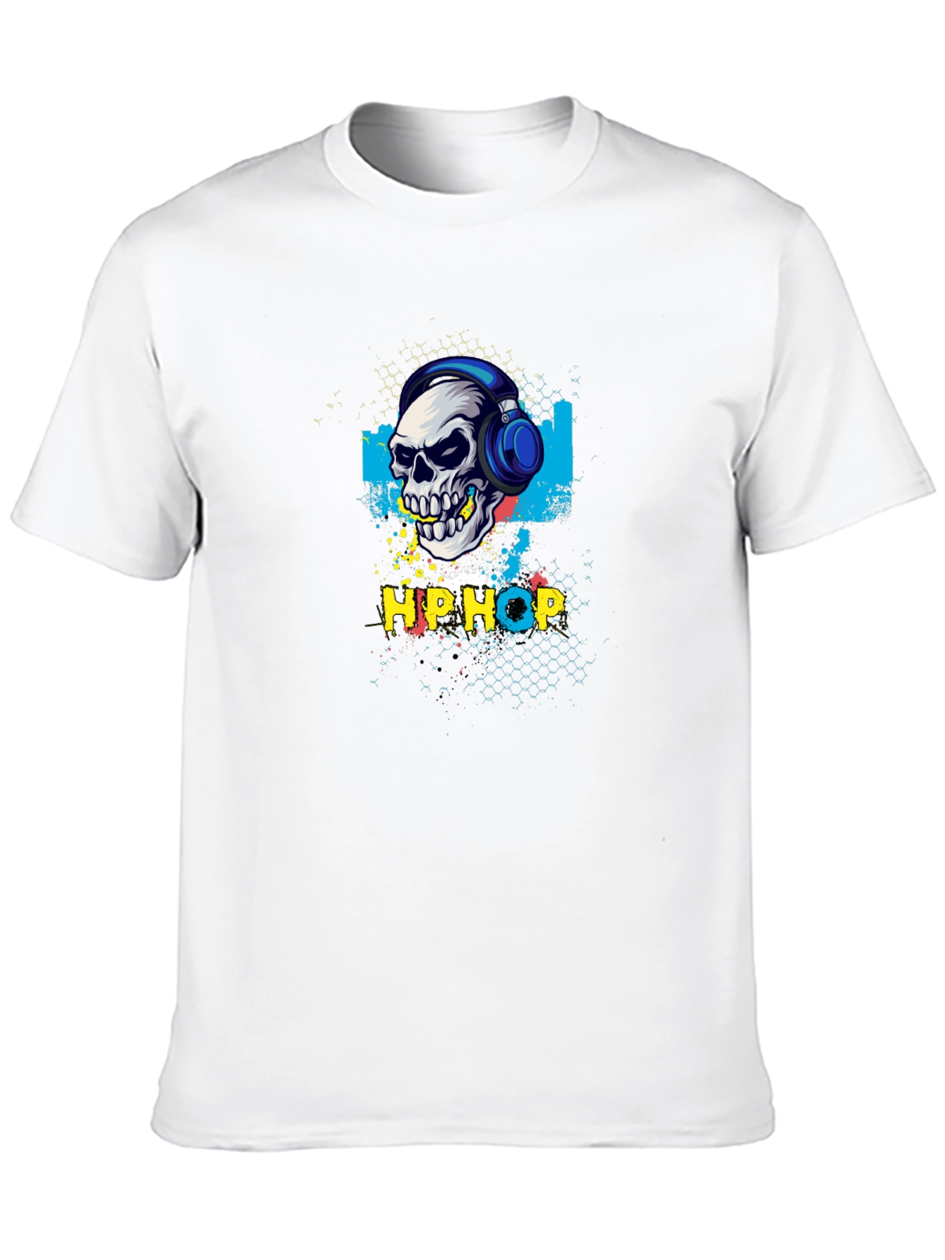 Hip Hop Skull Graphic Tee - Black T-Shirt