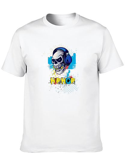 Hip Hop Skull Graphic Tee - Black T-Shirt