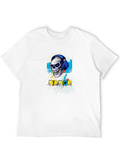 Hip Hop Skull Graphic Tee - Black T-Shirt