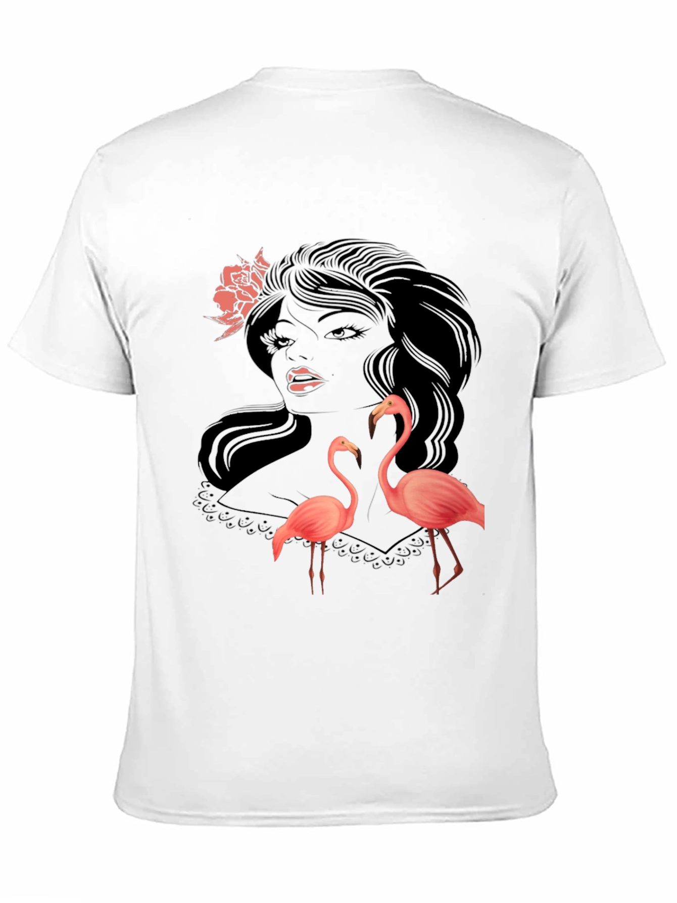 Stylish Black Graphic Tee with Flamingo Design