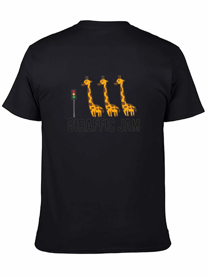 Giraffe Traffic Jam Black Graphic T-Shirt