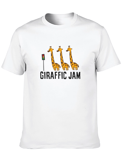 Giraffe Traffic Jam Black Graphic T-Shirt
