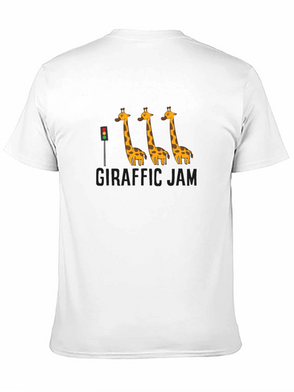 Giraffe Traffic Jam Black Graphic T-Shirt