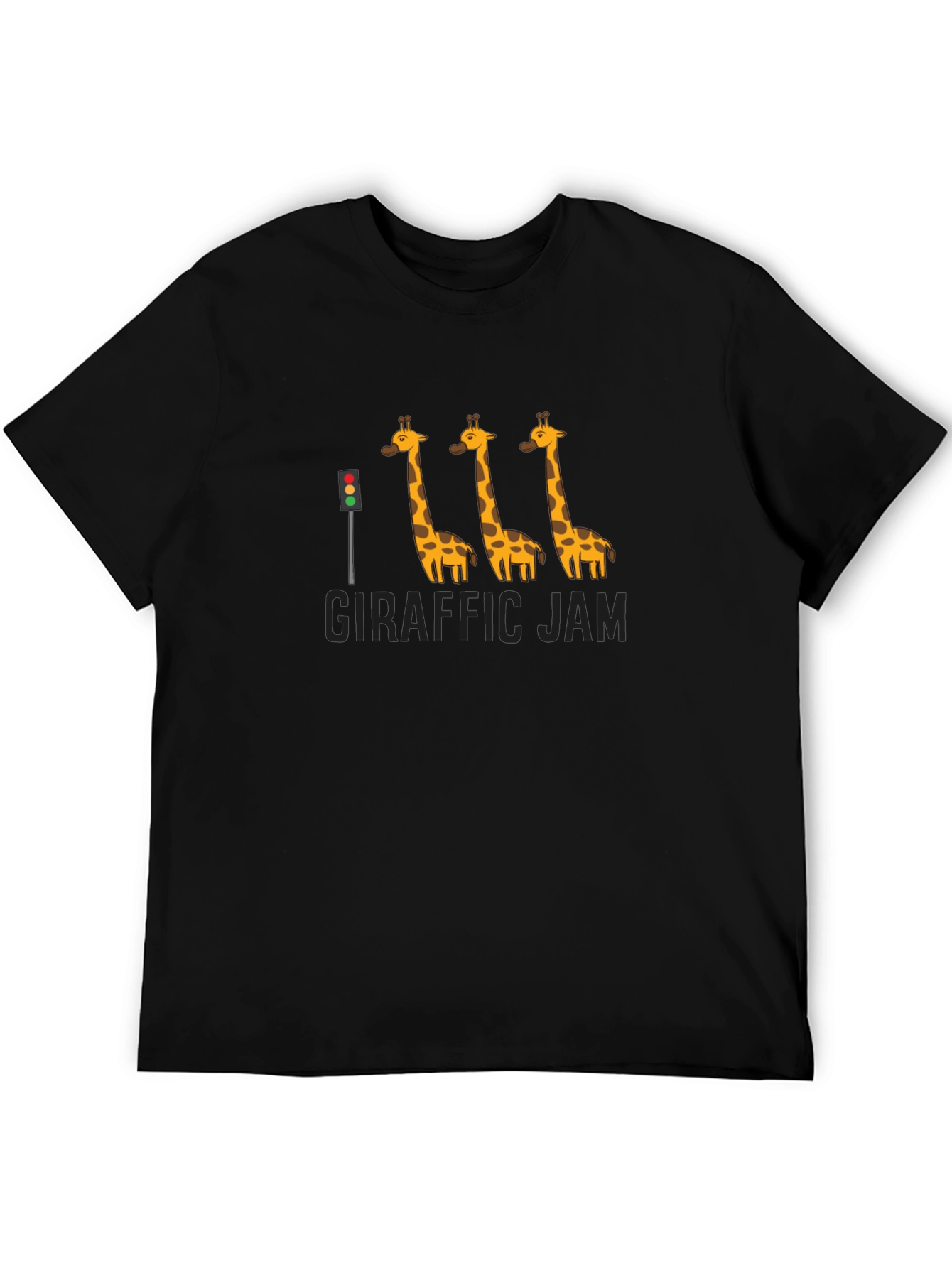 Giraffe Traffic Jam Black Graphic T-Shirt