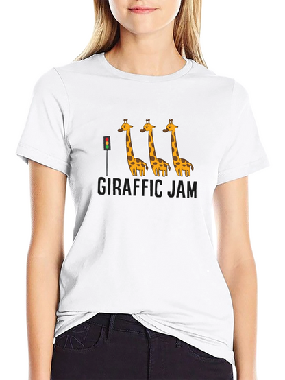 Giraffe Traffic Jam Black Graphic T-Shirt