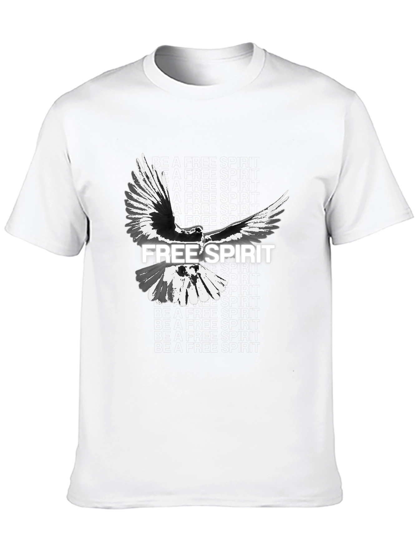 Free Spirit Bird Graphic Mens Black T-Shirt