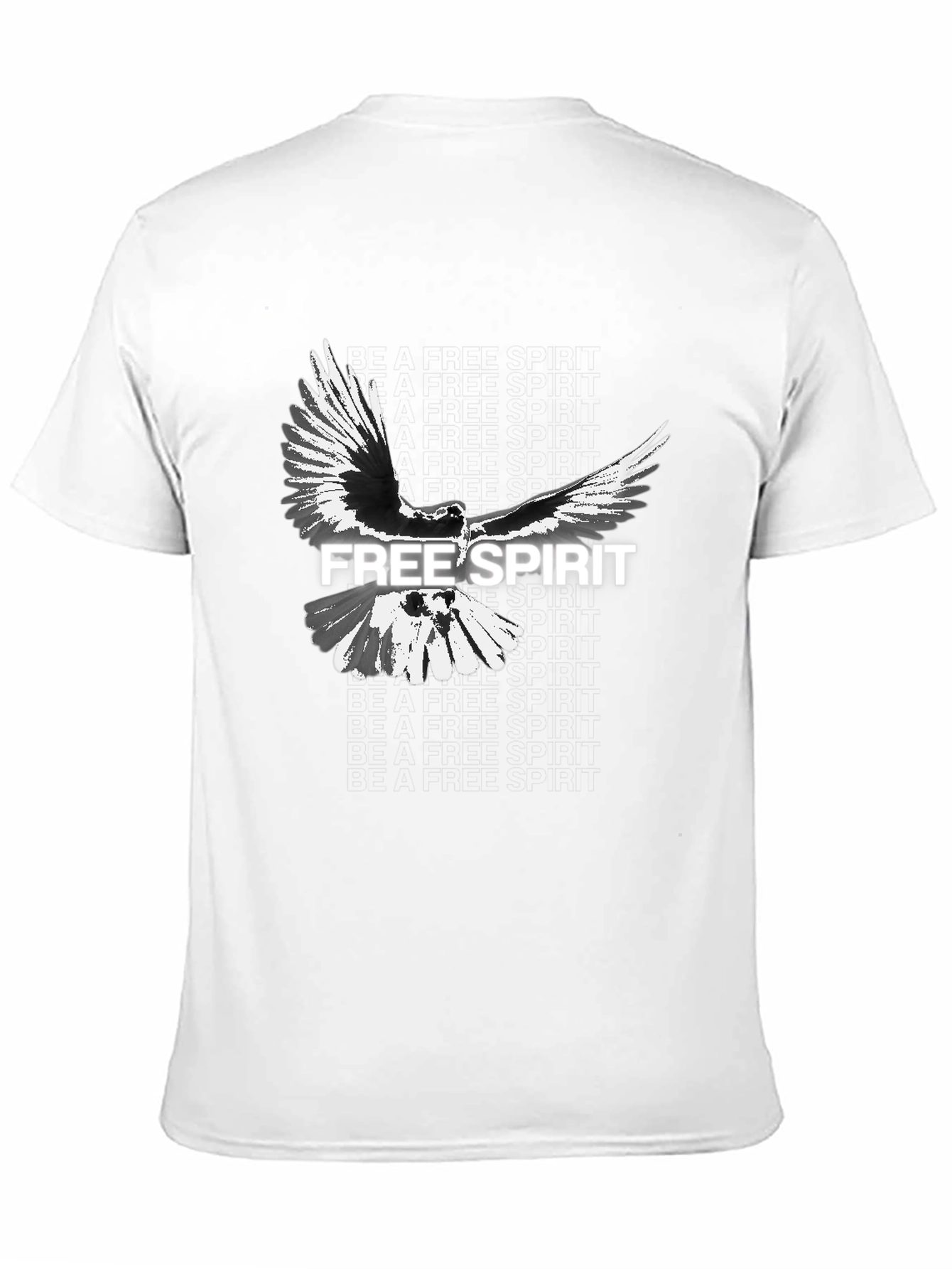 Free Spirit Bird Graphic Mens Black T-Shirt