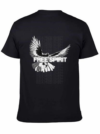 Free Spirit Bird Graphic Mens Black T-Shirt
