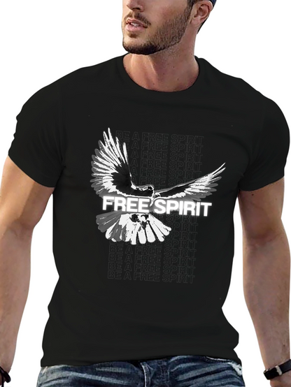 Free Spirit Bird Graphic Mens Black T-Shirt