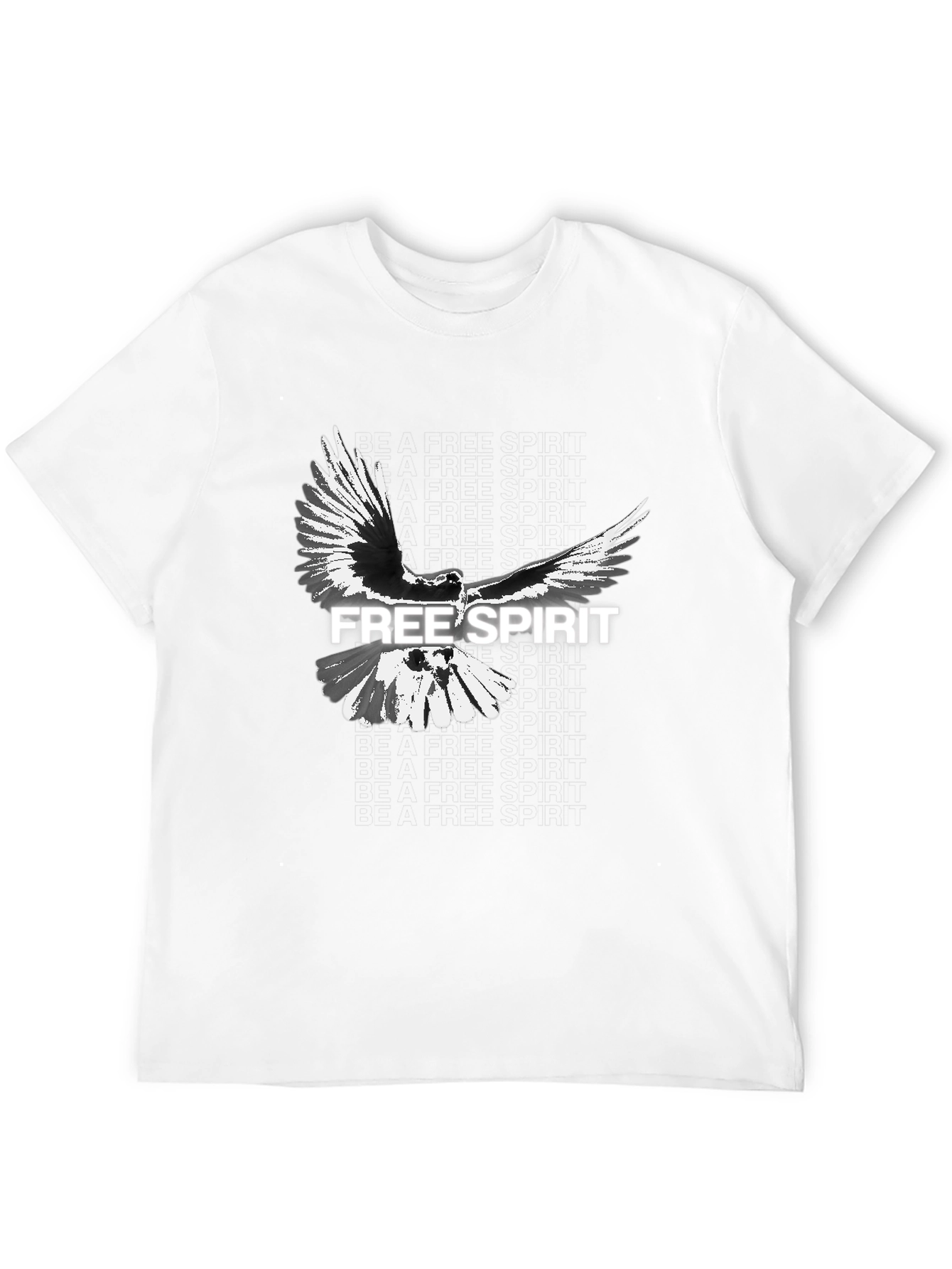 Free Spirit Bird Graphic Mens Black T-Shirt