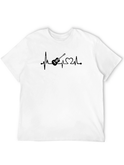 Guitar Heartbeat Graphic Tee - Black