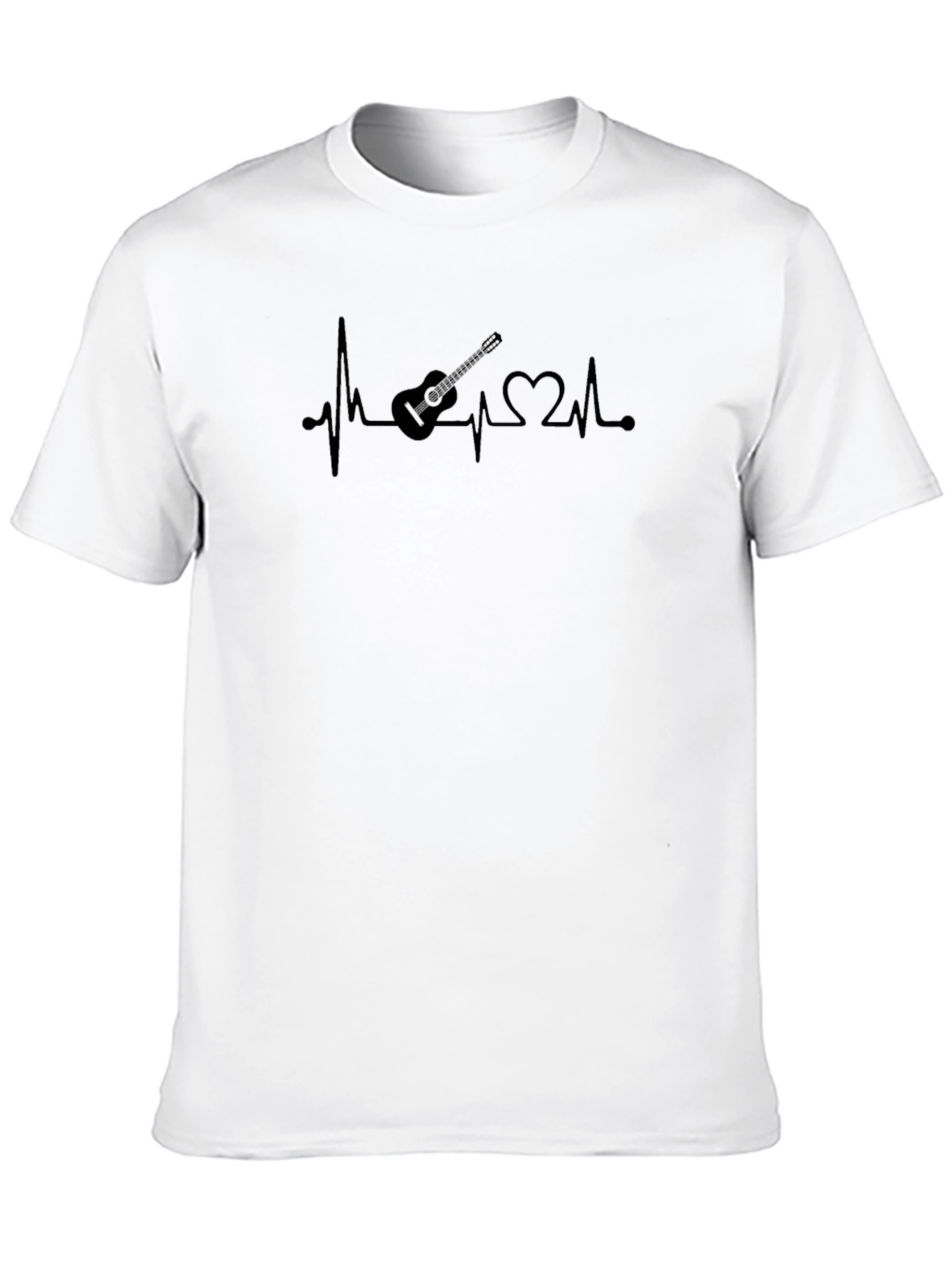 Guitar Heartbeat Graphic Tee - Black