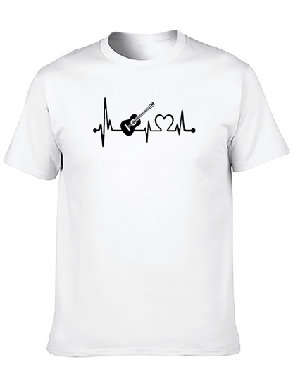 Guitar Heartbeat Graphic Tee - Black