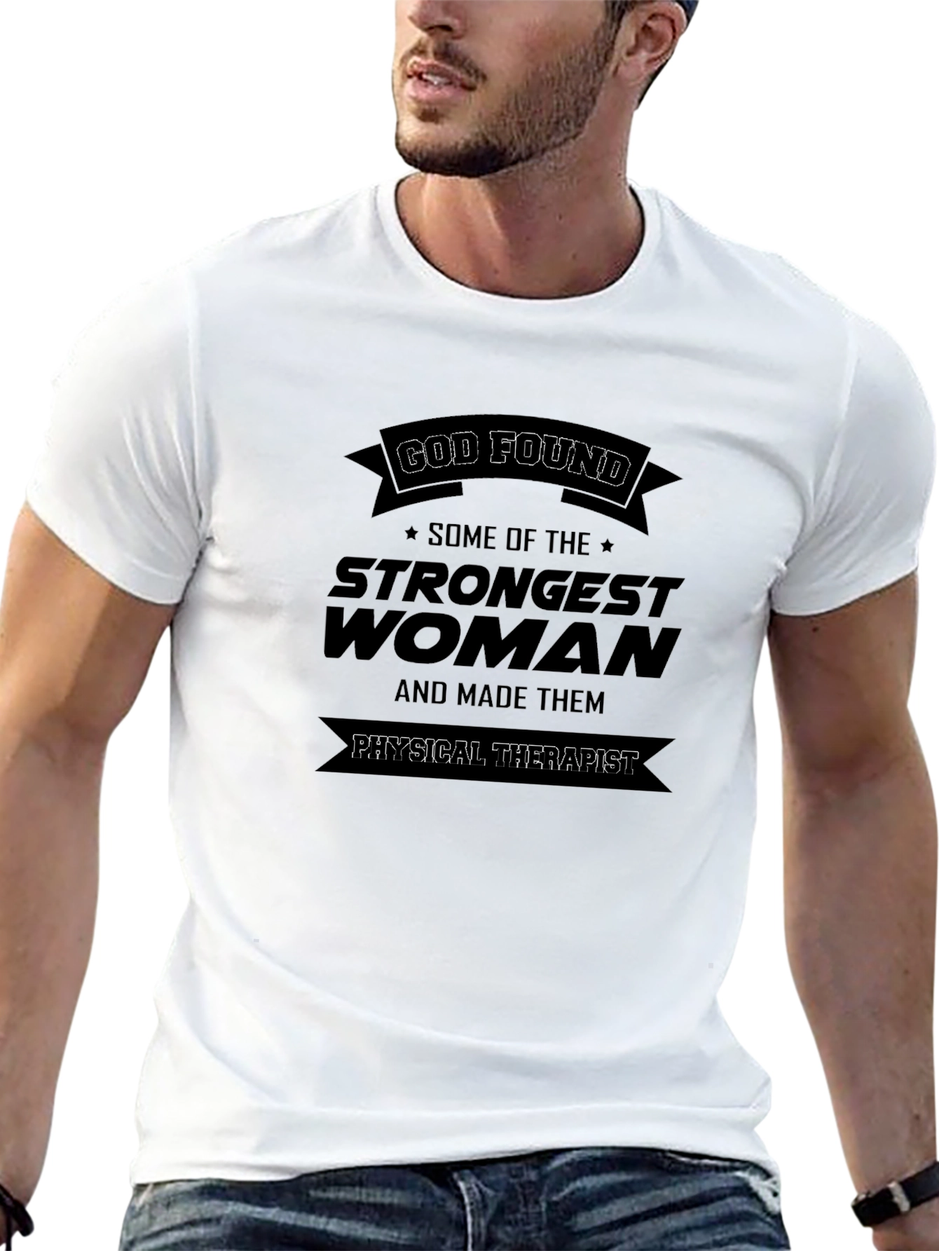 God Found Strongest Woman Physical Therapist Black T-Shirt