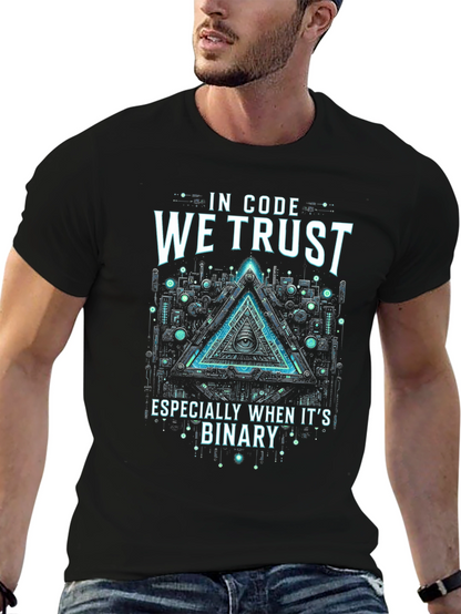 In Code We Trust Binary Graphic Tee