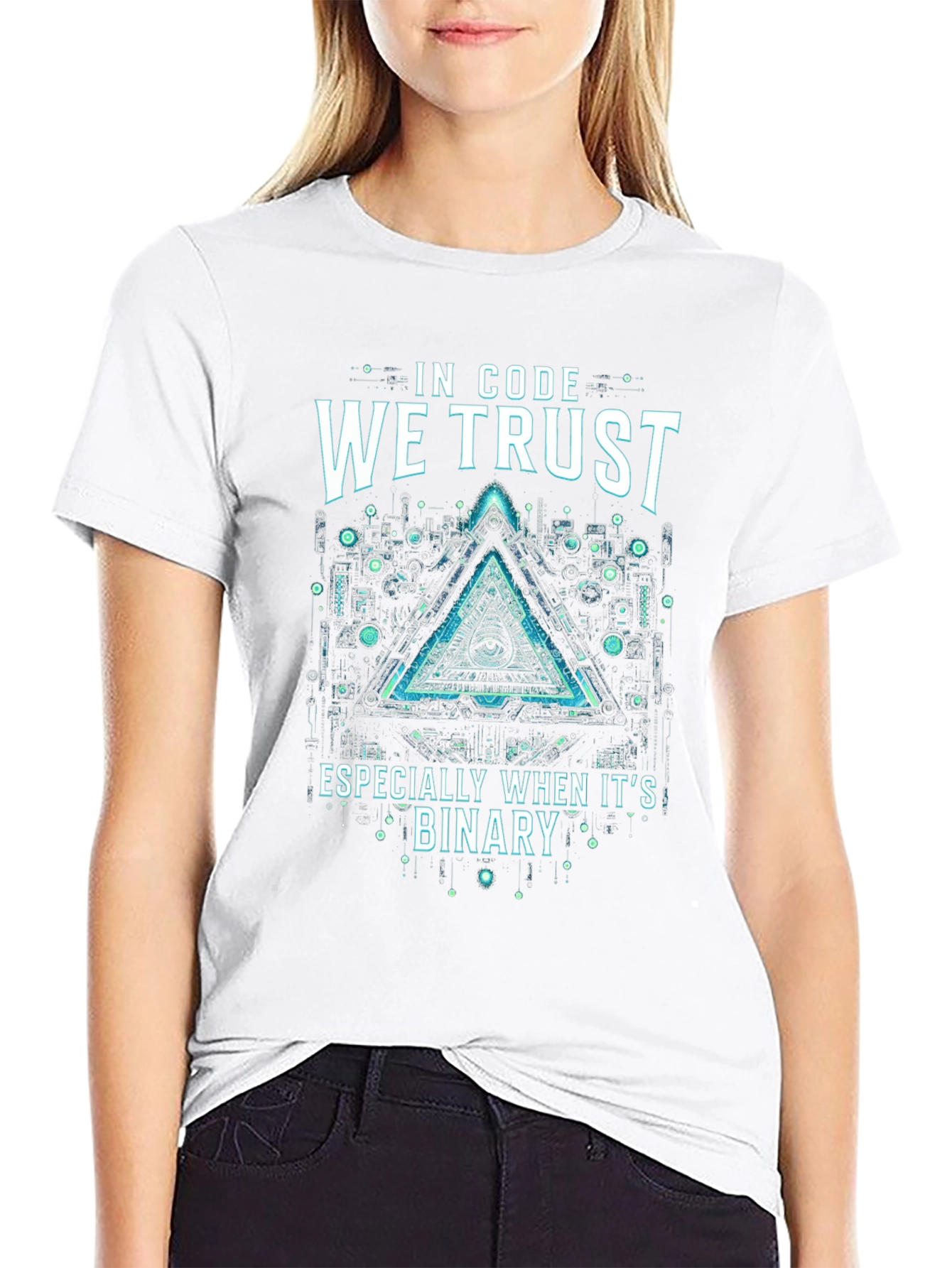 In Code We Trust Binary Graphic Tee