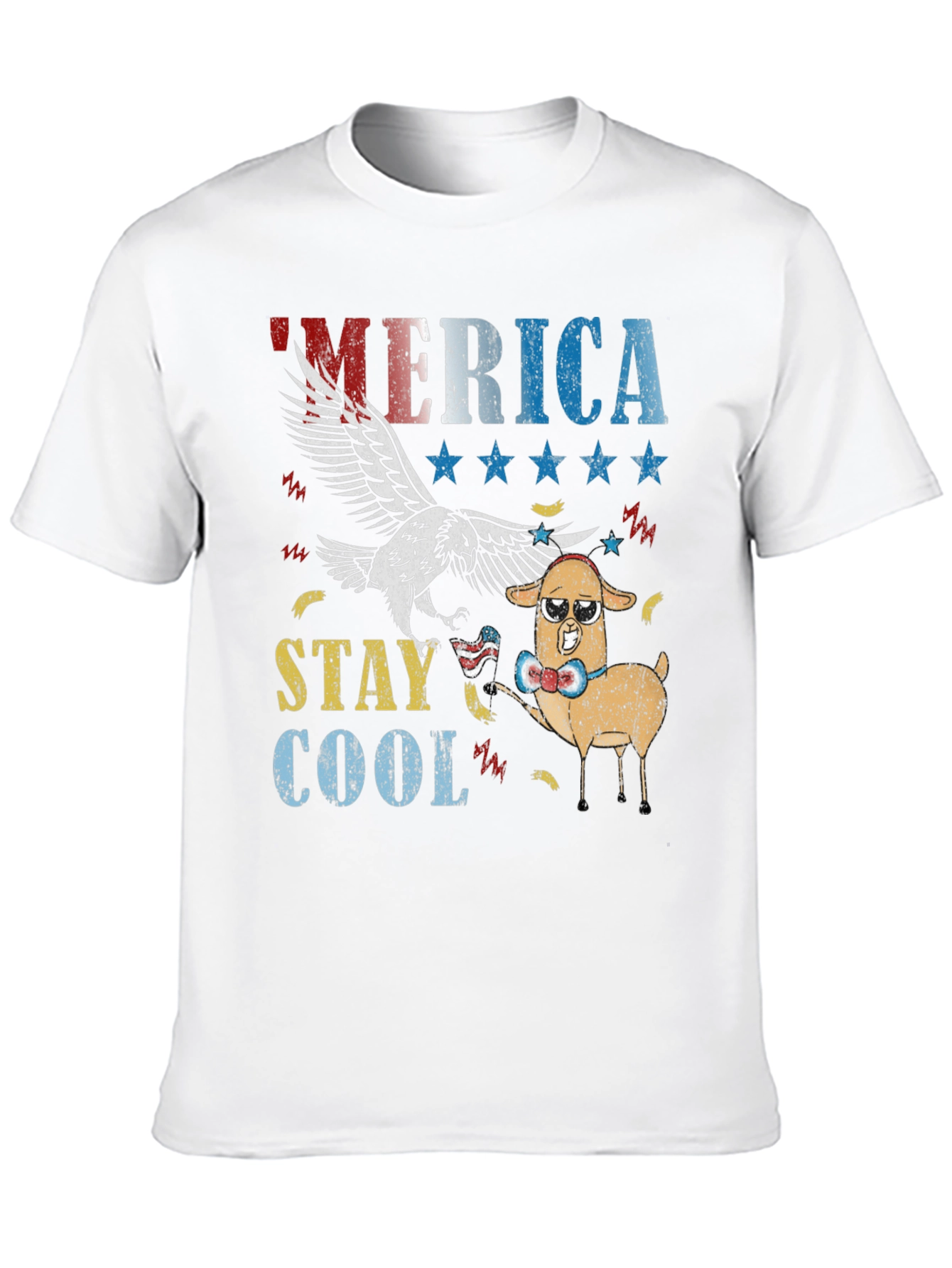 America Stay Cool Eagle & Llama Graphic T-Shirt