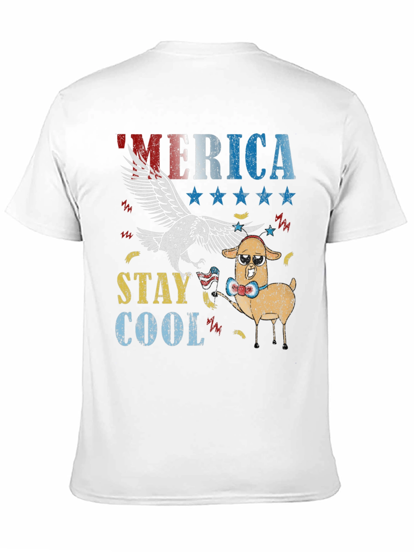 America Stay Cool Eagle & Llama Graphic T-Shirt