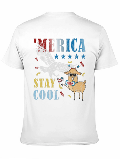 America Stay Cool Eagle & Llama Graphic T-Shirt