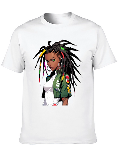 Anime Girl Graphic Print Black T-Shirt