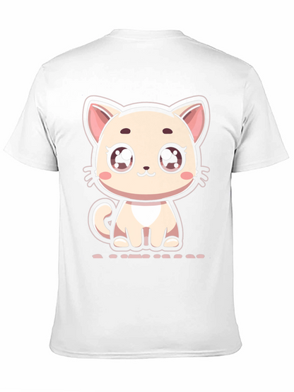 Cute Cartoon Kitten Graphic Black T-Shirt