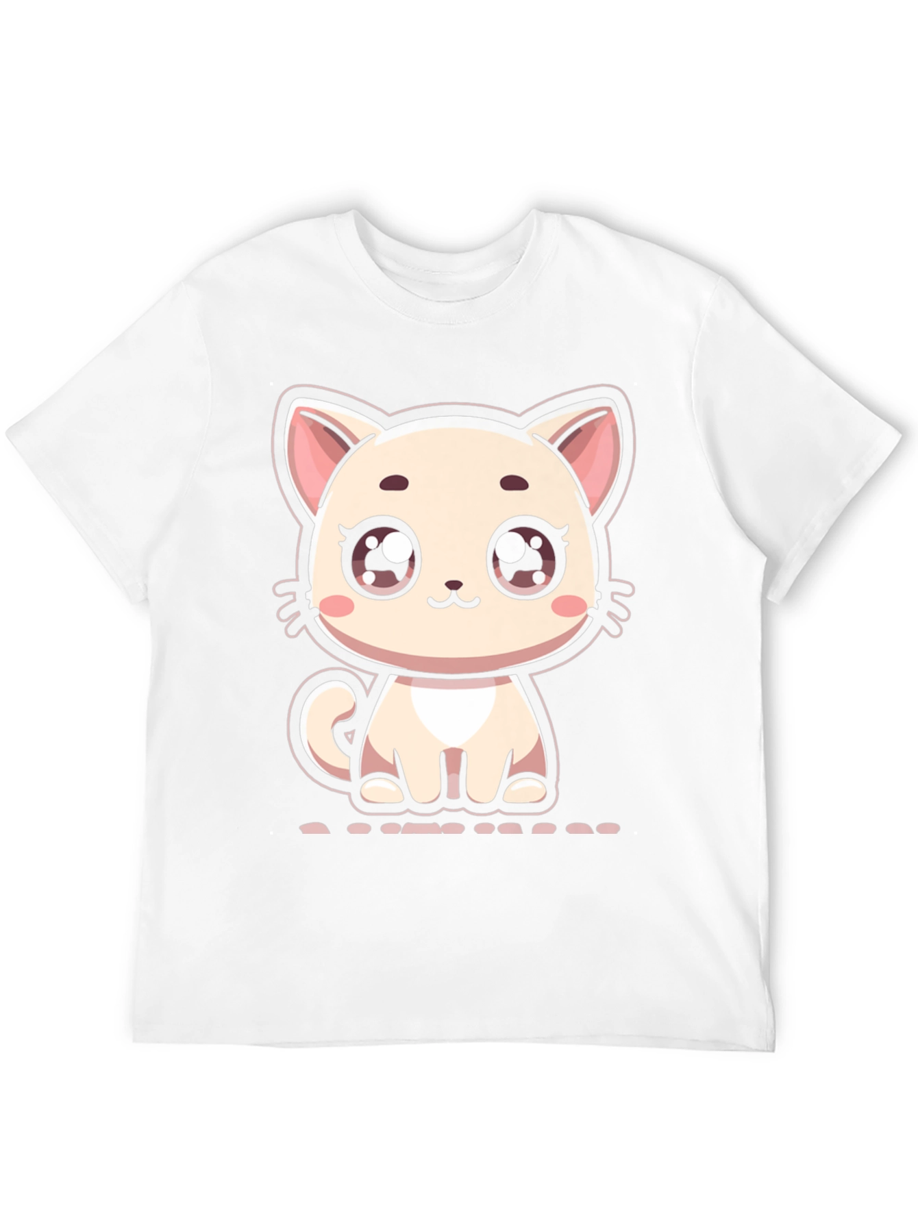 Cute Cartoon Kitten Graphic Black T-Shirt