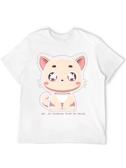 Cute Cartoon Kitten Graphic Black T-Shirt