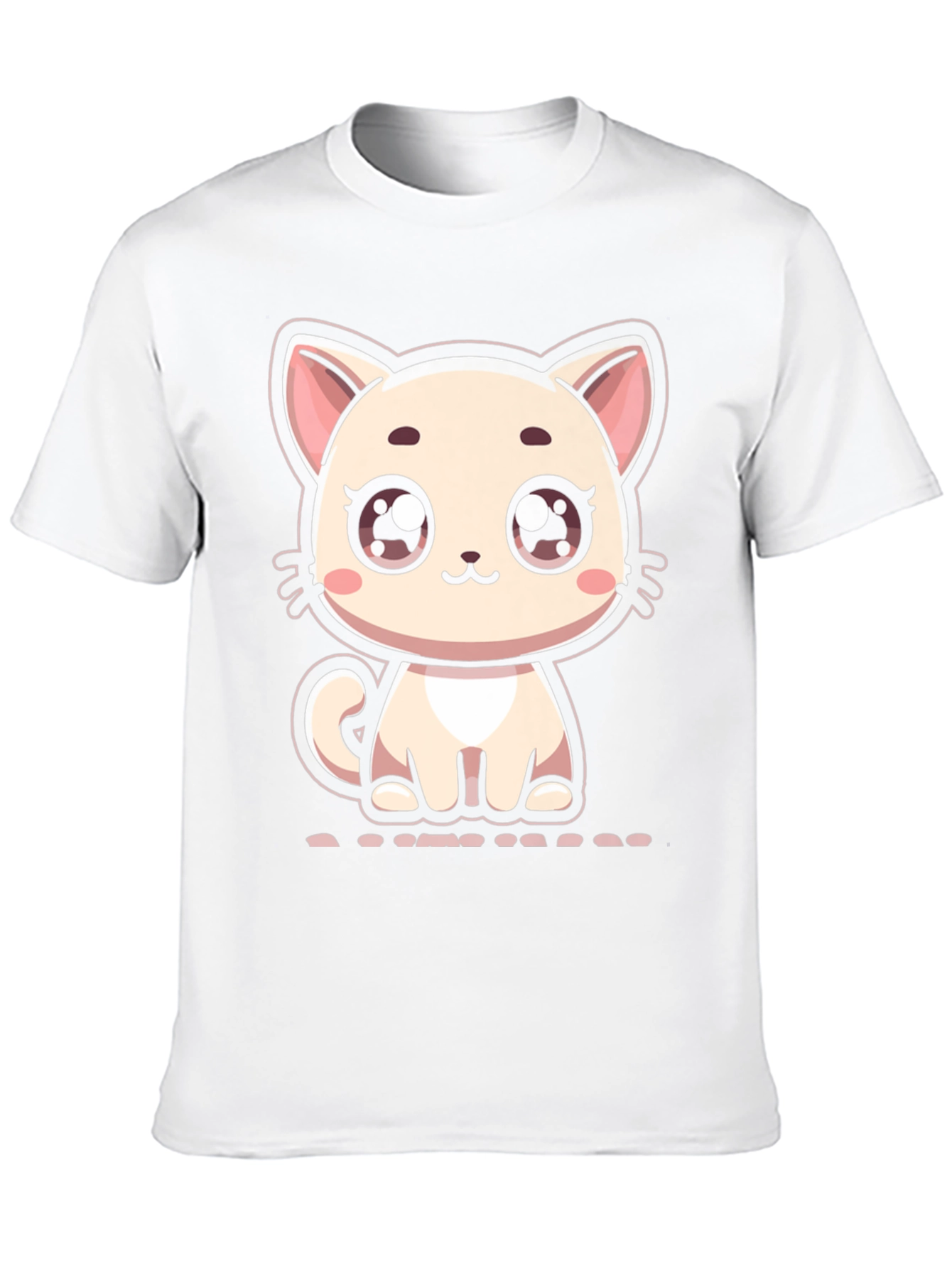 Cute Cartoon Kitten Graphic Black T-Shirt