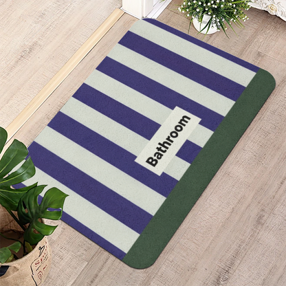 Purple White Stripe Bathroom Diatomite Mat£üPurple White Vertical Stripe Bathroom Text Diatomite Mat, Minimalist Absorbent Quick Dry Non?Slip Bath Rug