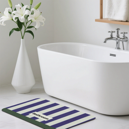 Purple White Stripe Bathroom Diatomite Mat£üPurple White Vertical Stripe Bathroom Text Diatomite Mat, Minimalist Absorbent Quick Dry Non?Slip Bath Rug