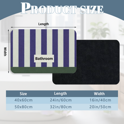 Purple White Stripe Bathroom Diatomite Mat£üPurple White Vertical Stripe Bathroom Text Diatomite Mat, Minimalist Absorbent Quick Dry Non?Slip Bath Rug
