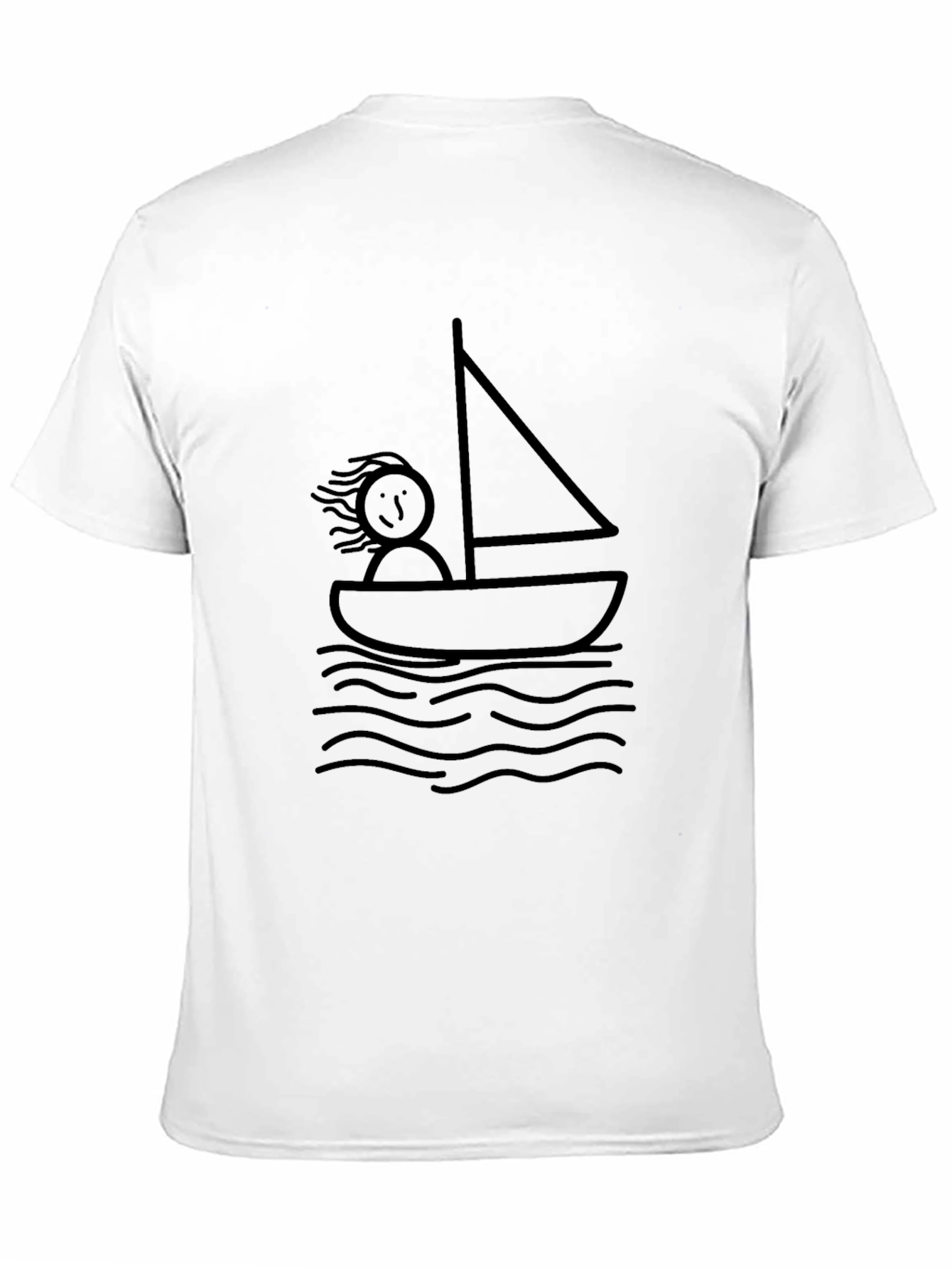 Stick Figure Sailboat Black T-Shirt - Relaxed Fit
