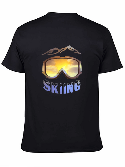 Mens Skiing Goggles Graphic Black T-Shirt